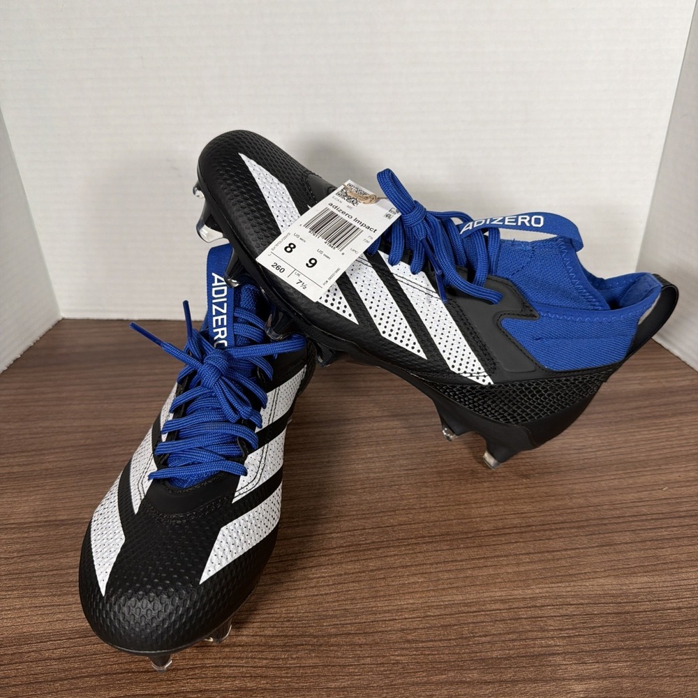 Adidas Adizero Impact Football Cleats Men's Size 8 Core Black Royal Blue IE1405